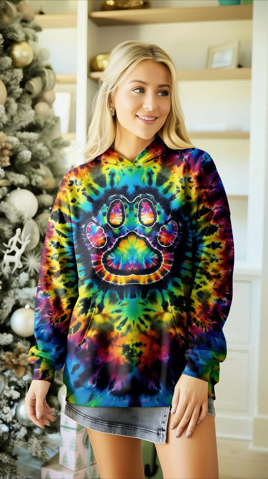 PAW PRINT VIBES TIE DYE ALL OVER PRINT - KMTM0511257