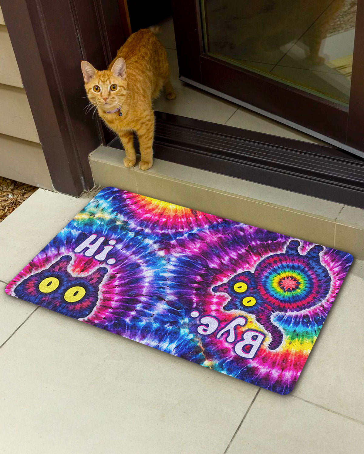 HI BYE FUNNY CAT COLOR SWIRL DOORMAT - TLNO1401261