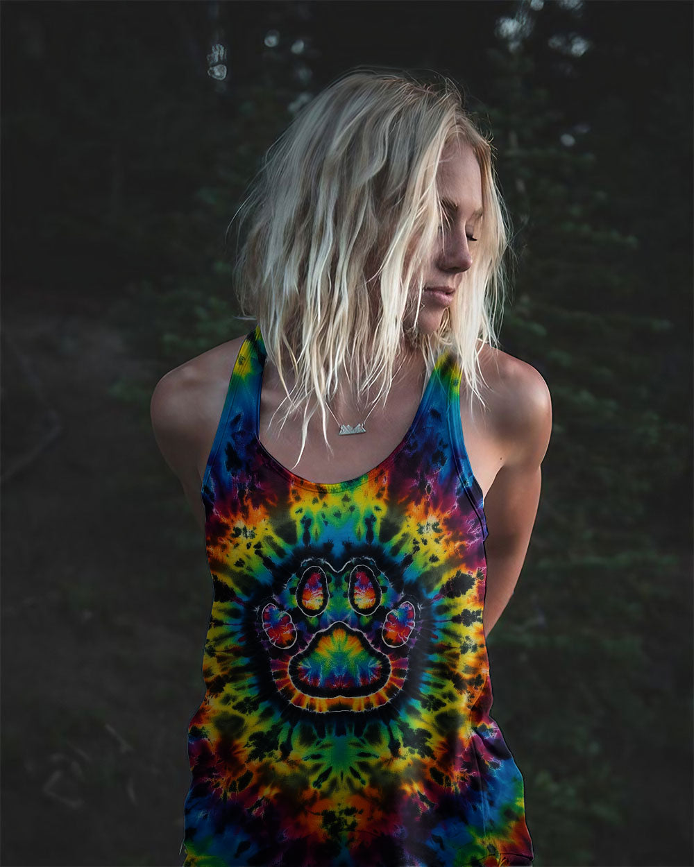 PAW PRINT VIBES TIE DYE ALL OVER PRINT - KMTM0511257