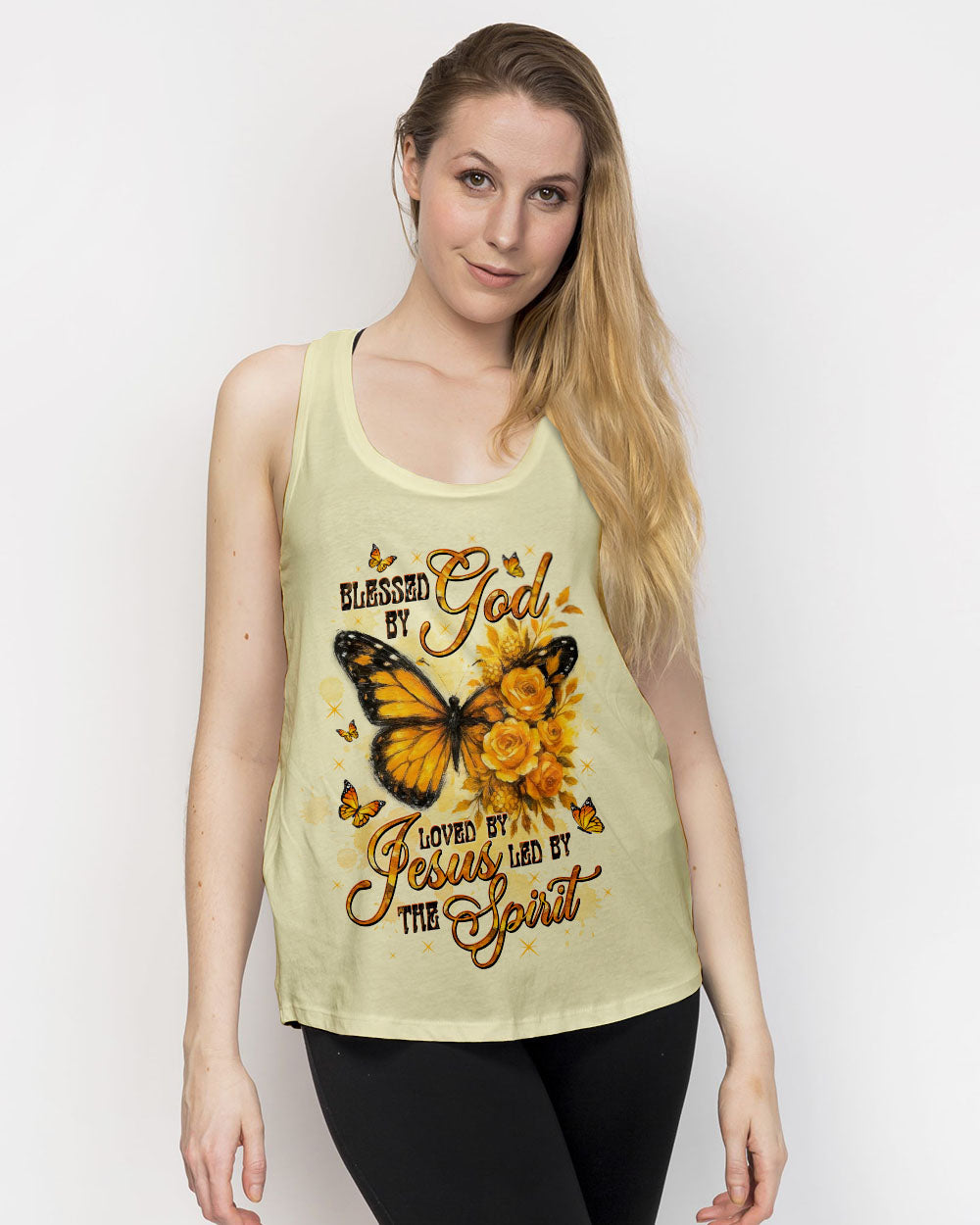 Blessed By God Loved By Jesus Butterfly Women's All Over Print Shirt - Tltw2509254