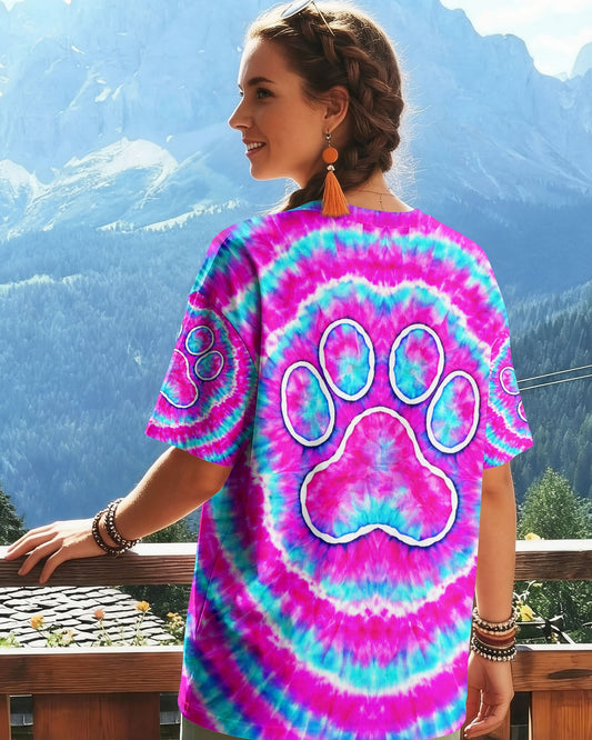 PAW PRINT PINK & BLUE SWIRL ALL OVER PRINT - TLNT0701262