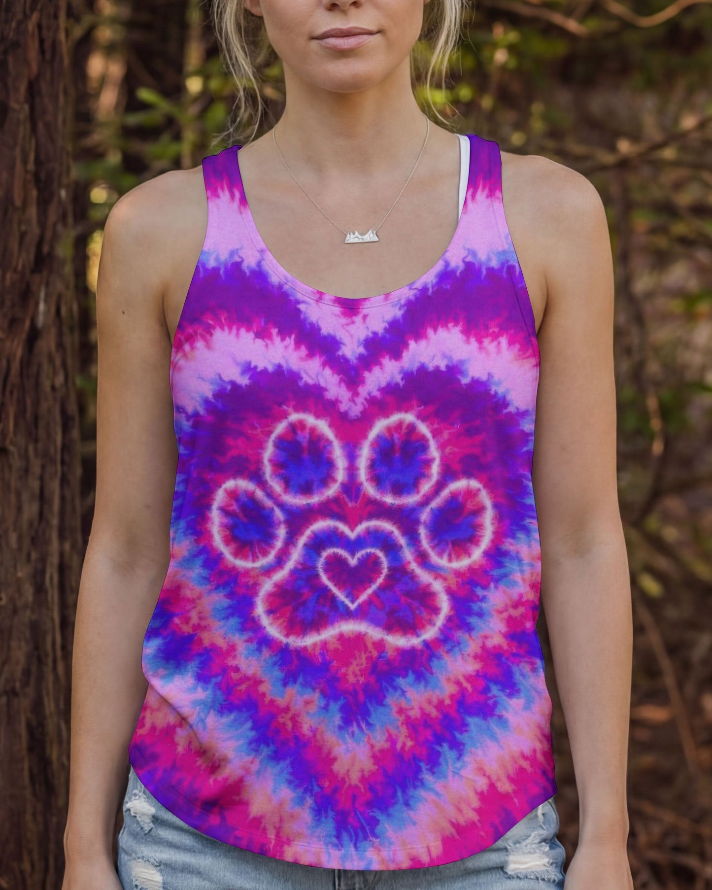 PAW PRINT PINK & PURPLE HEART SWIRL ALL OVER PRINT - TLTW2912251