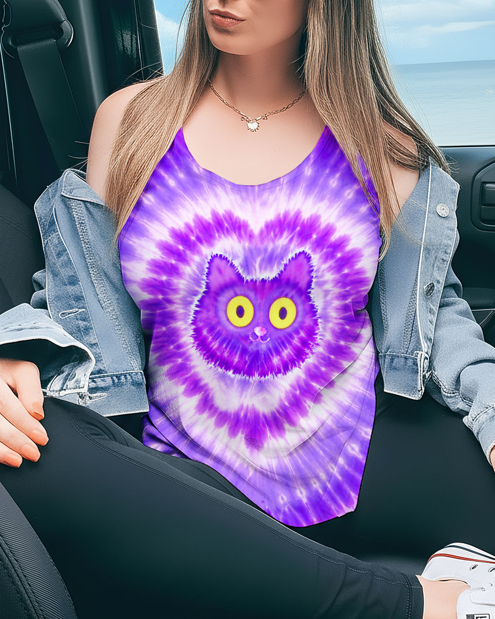 FUNNY CAT PURPLE SWIRL ALL OVER PRINT - TLTW0801261