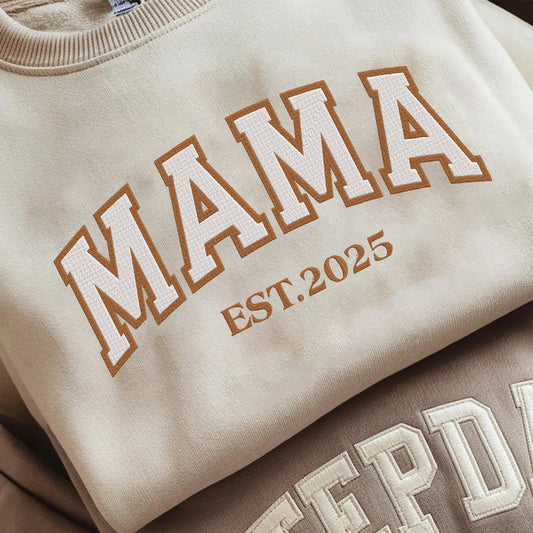 Mother's Day Personalized Embroidered Custom Text MOM MAMA GRANDMA Hoodie Sweatshirt T-Shirt