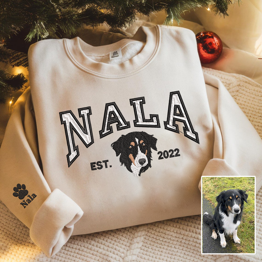 Personalized Embroidered Pet Dog Cat Photo & Name Hoodie Sweatshirt T-Shirt