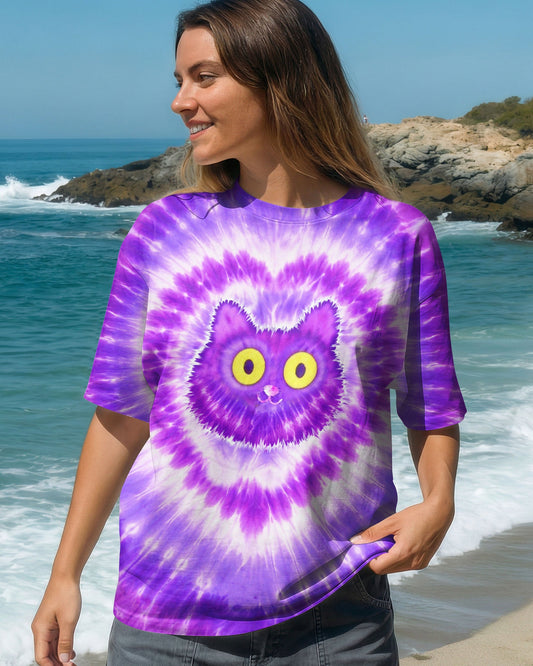 FUNNY CAT PURPLE SWIRL ALL OVER PRINT - TLTW0801261
