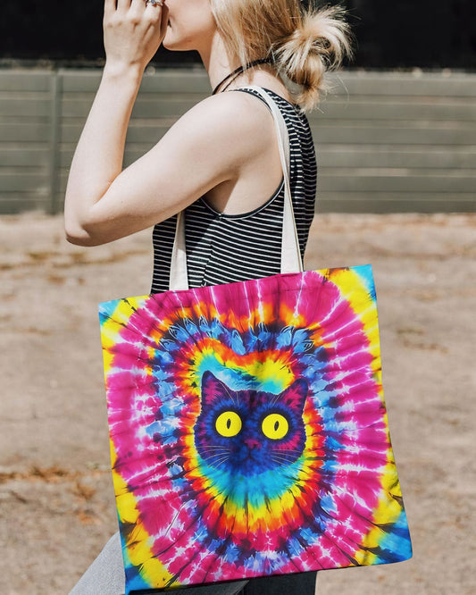 CAT COLORFUL SWIRL PATTERN TOTE BAG - TLNO0701263
