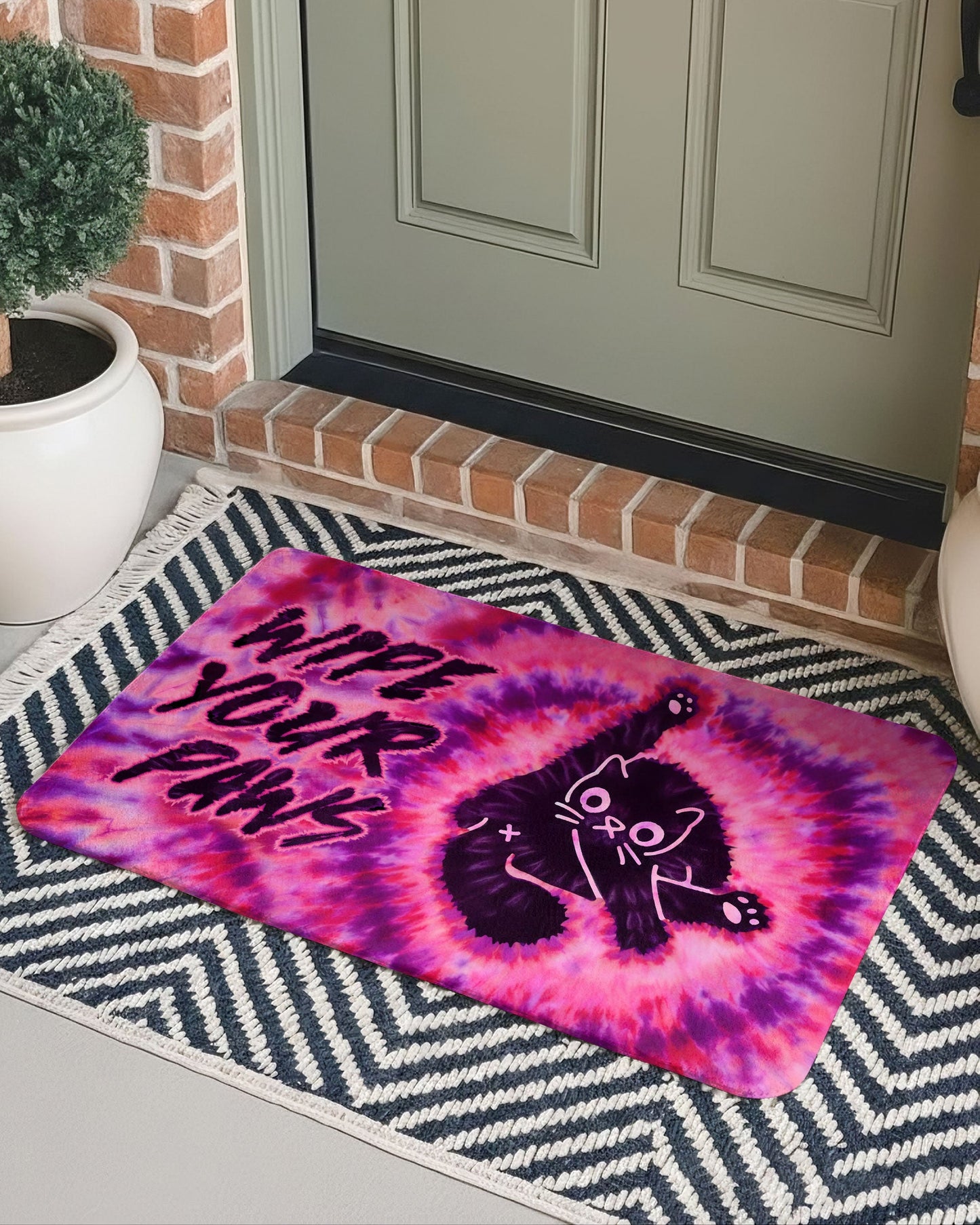 WIPE YOUR PAWS FUNNY CAT SWIRL DOORMAT - TLTW1401261