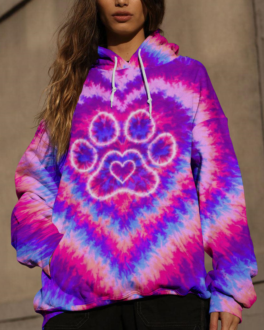 PAW PRINT PINK & PURPLE HEART SWIRL ALL OVER PRINT  - TLTW2912251