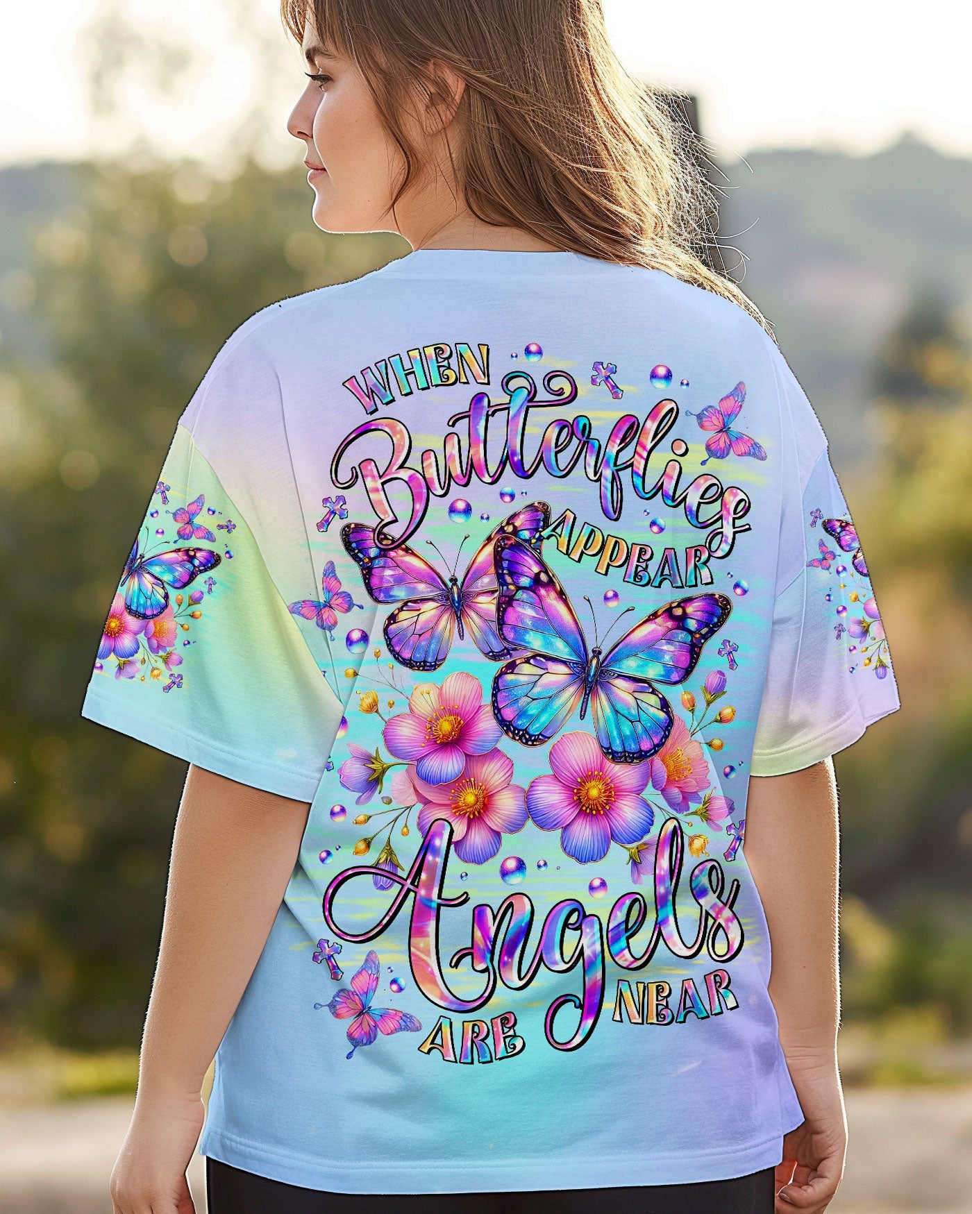 When Butterflies Appear Angels Are Near Women's All Over Print Shirt - Tltr3009253
