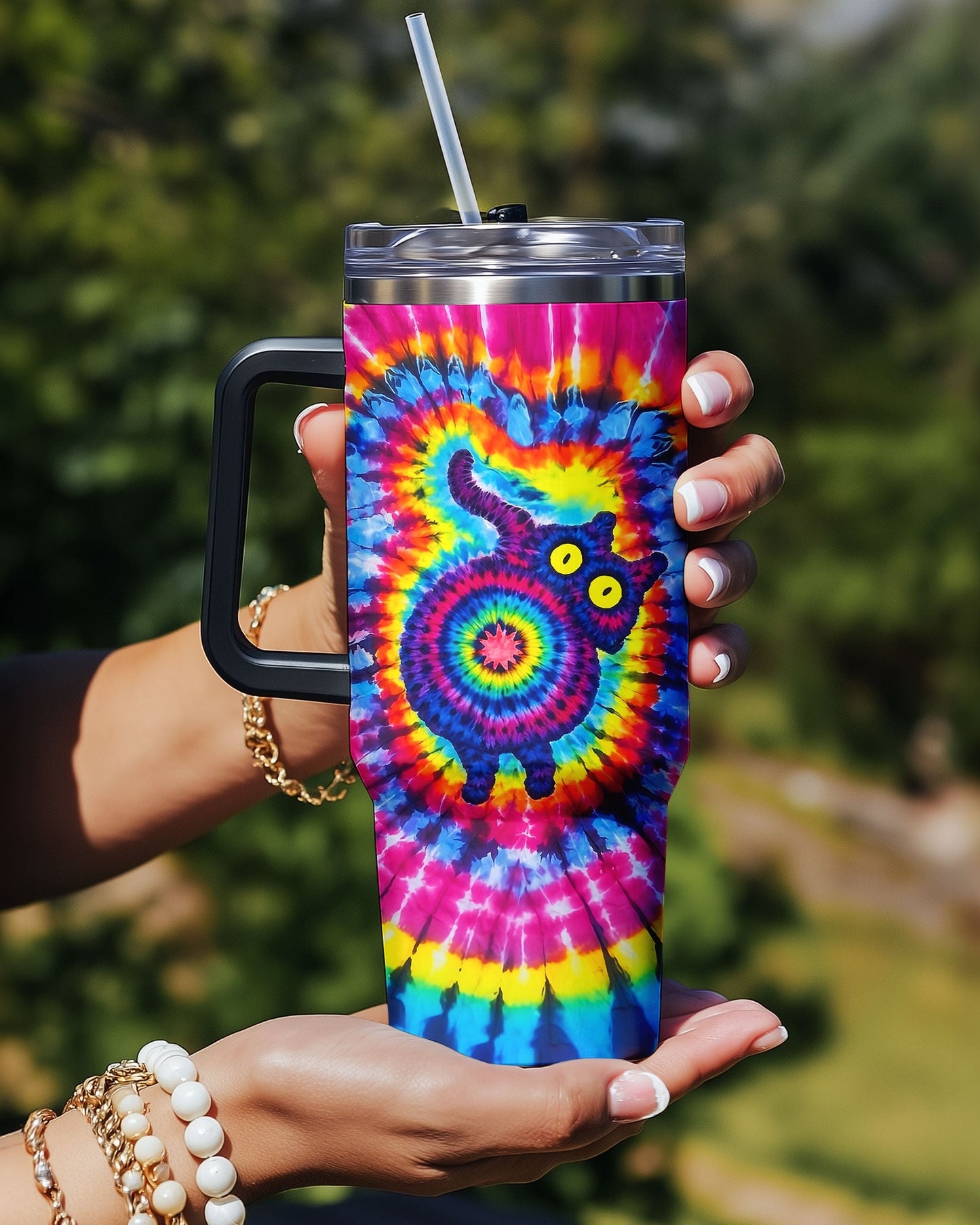 CAT COLORFUL SWIRL PATTERN TUMBLER - TLNO0701262