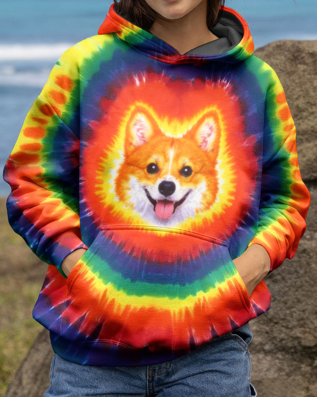 CUTE CORGI COLORFUL SWIRL ALL OVER PRINT   - TLTW0701262