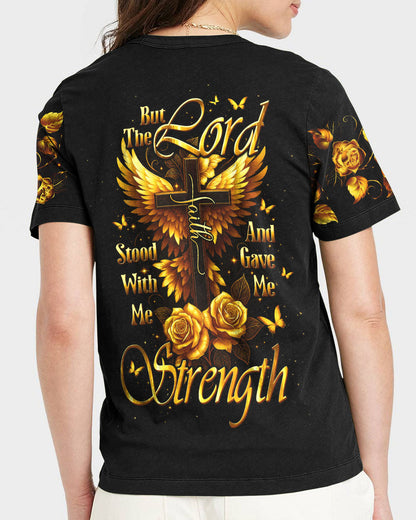 Lord Stood With Me Cross Golden Rose Women's All Over Print Shirt - Tltw2609251