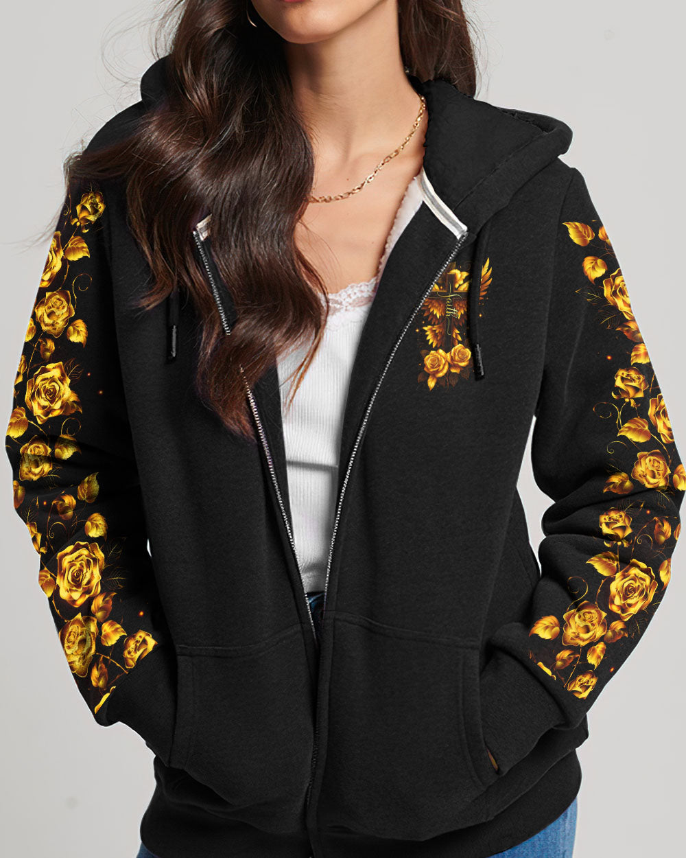 Lord Stood With Me Cross Golden Rose Women's All Over Print Shirt - Tltw2609251