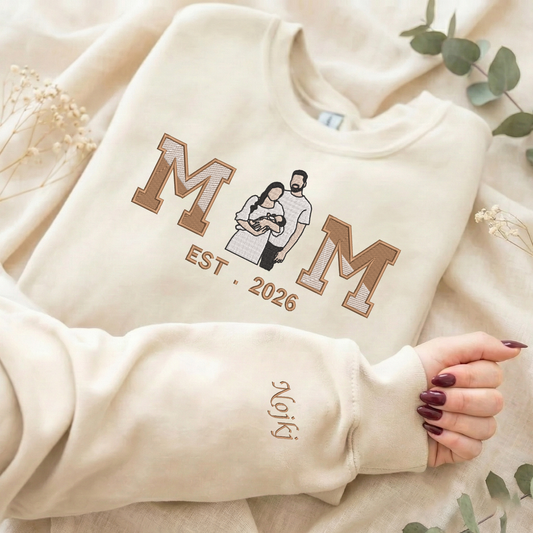 Personalized Embroidered Couple Family Photos Hoodie Sweatshirt T-Shirt Valentine Gift Mother's Day Gift, Father's Day Gift