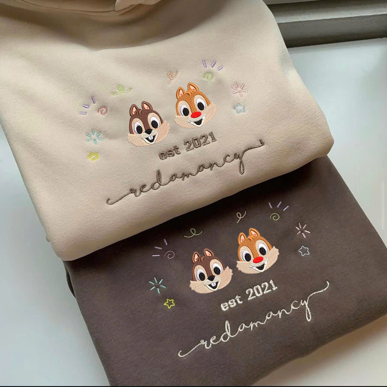 Valentine Personalized Embroidered Character Couple Photo Hoodie Sweatshirt T-Shirt