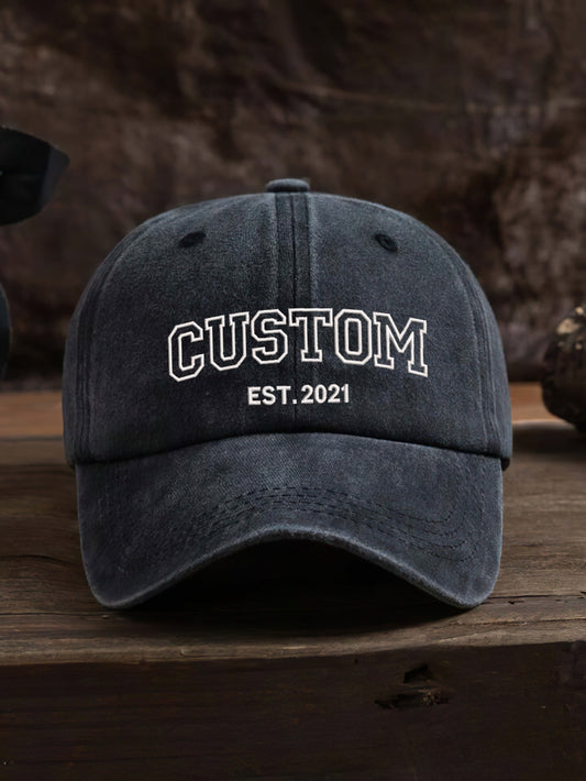 Custom Text Embroidered Mom Dad Grandma Nana... Dyed Cap Initial On Back