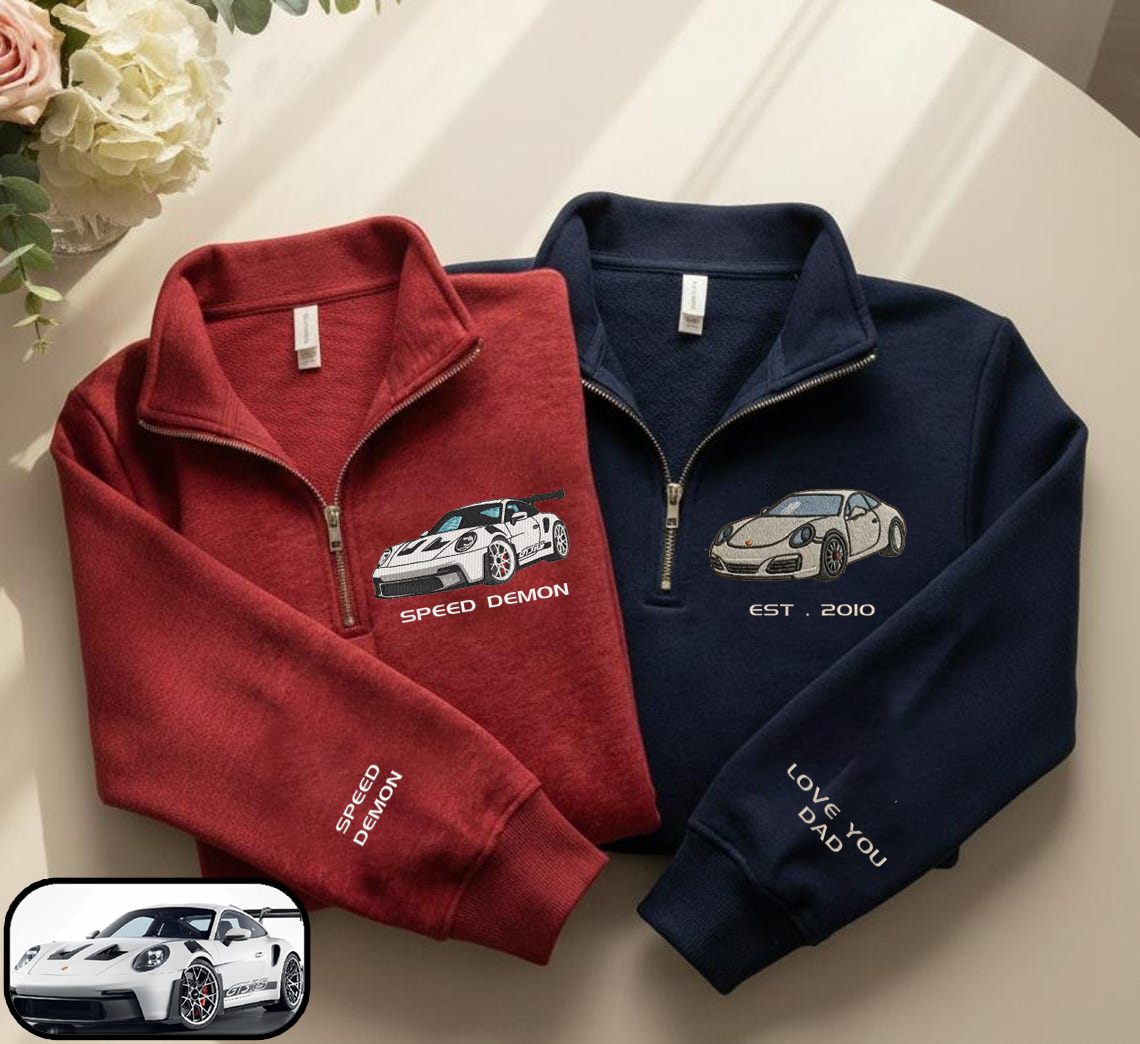 Personalized Embroidered Car Photo Hoodie Sweatshirt T-Shirt