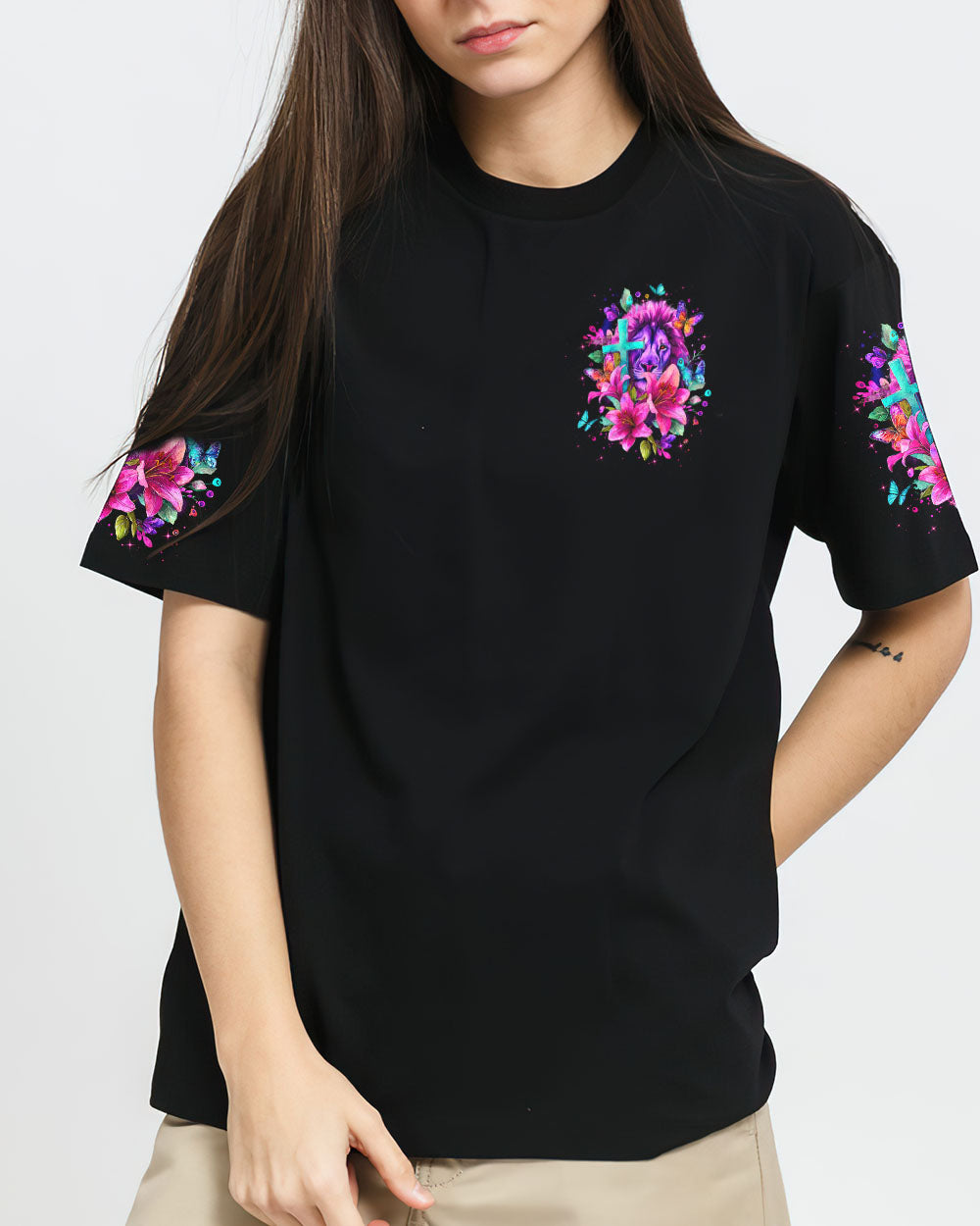 As Strong As I Am Lion Lilies Women's All Over Print Shirt - Tltw2709252