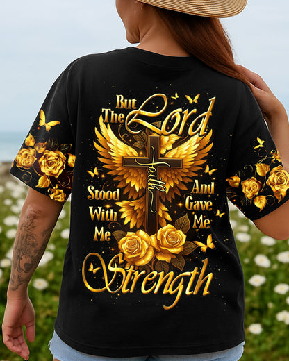 Lord Stood With Me Cross Golden Rose Women's All Over Print Shirt - Tltw2609251