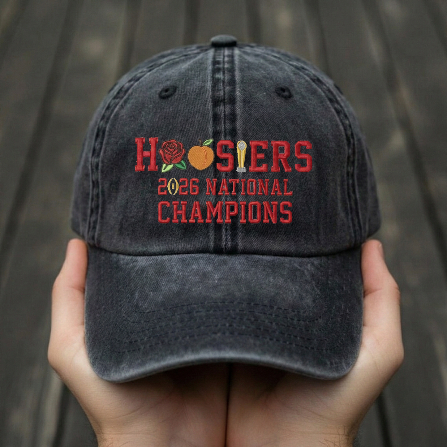 Embroidered Indiana Hoosiers Vintage Style Trucker Hat, Dyed Cap