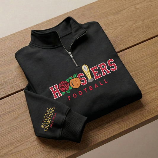 Embroidered Hoosiers Champs Sweatshirt: Rose & Peach Bowl 25/26 Quarter-Zip Sweatshirt, Hoodie Sweatshirt T-Shirt