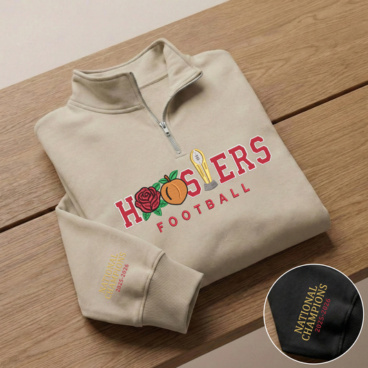 Embroidered Hoosiers Champs Sweatshirt: Rose & Peach Bowl 25/26 Quarter-Zip Sweatshirt, Hoodie Sweatshirt T-Shirt