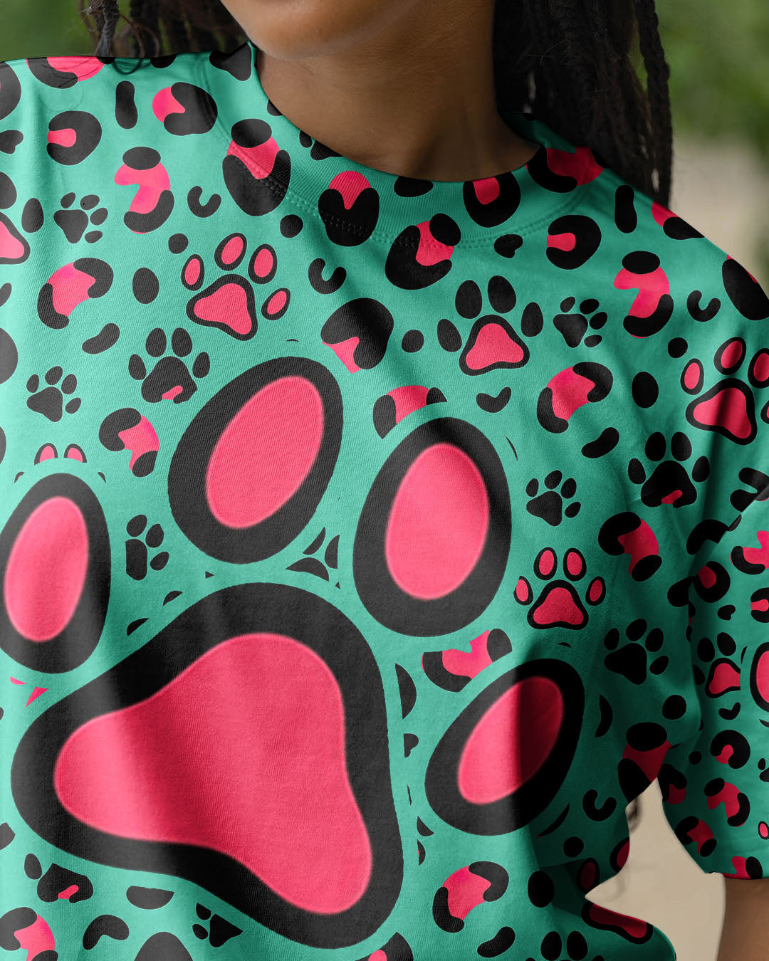 GROOVY PAW TEAL PINK ALL OVER PRINT - TY0601261