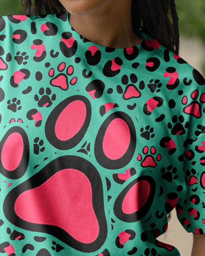 GROOVY PAW TEAL PINK ALL OVER PRINT - TY0601261