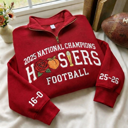 Embroidered Hoosiers Champs 25/26 Quarter-Zip Sweatshirt, Hoodie Sweatshirt T-Shirt