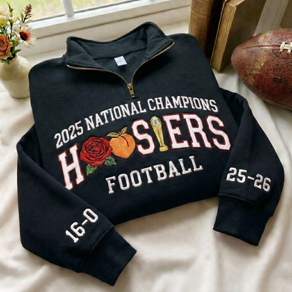 Embroidered Hoosiers Champs 25/26 Quarter-Zip Sweatshirt, Hoodie Sweatshirt T-Shirt