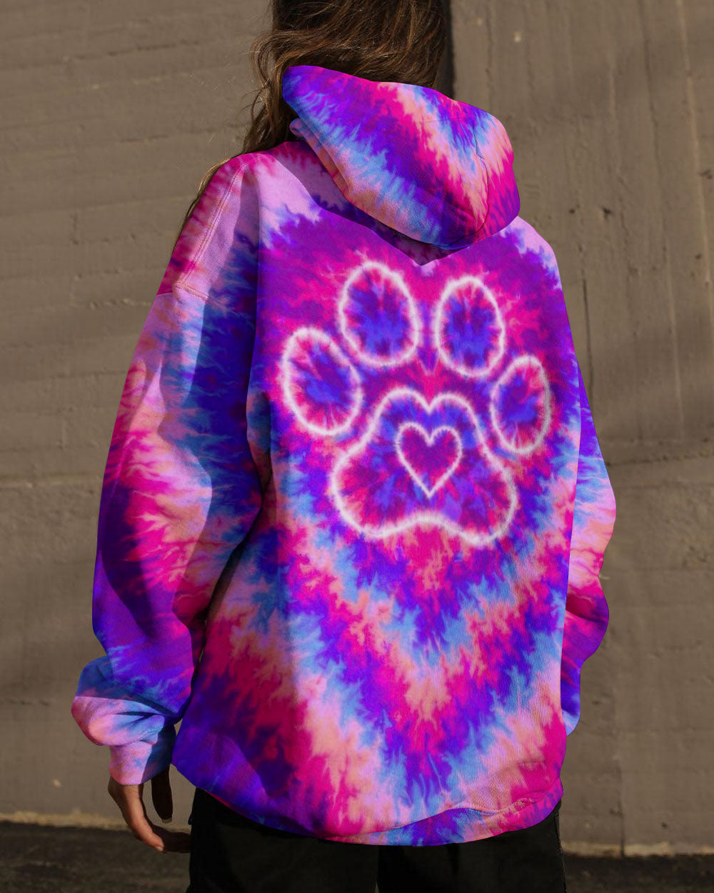 PAW PRINT PINK & PURPLE HEART SWIRL ALL OVER PRINT  - TLTW2912251