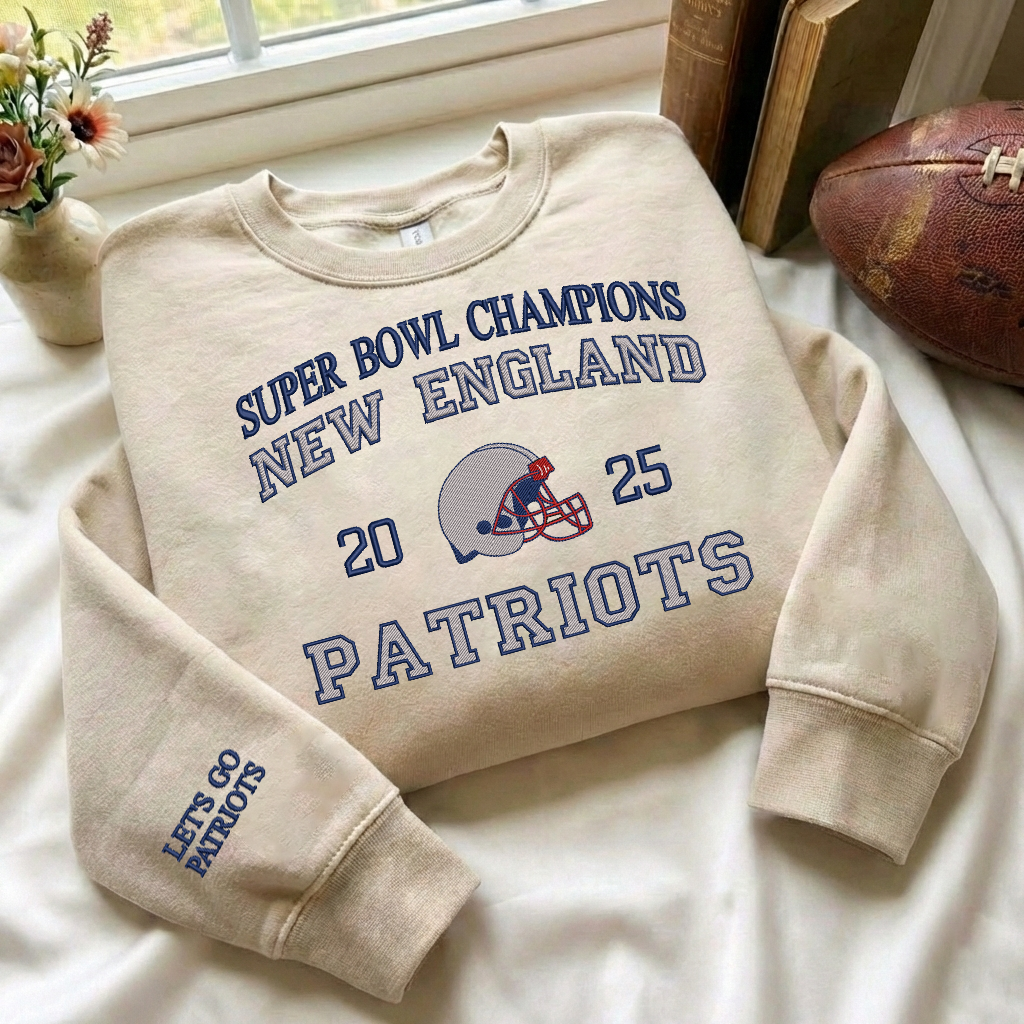 Embroidered Patriots Champions Quarter-Zip Sweatshirt, Hoodie Sweatshirt T-Shirt