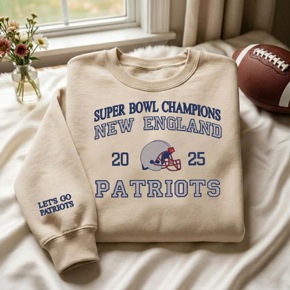 Embroidered Patriots Champions Quarter-Zip Sweatshirt, Hoodie Sweatshirt T-Shirt