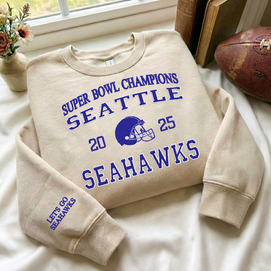 Embroidered Seahawks Champions Quarter-Zip Sweatshirt, Hoodie Sweatshirt T-Shirt