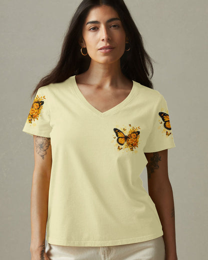 Blessed By God Loved By Jesus Butterfly Women's All Over Print Shirt - Tltw2509254