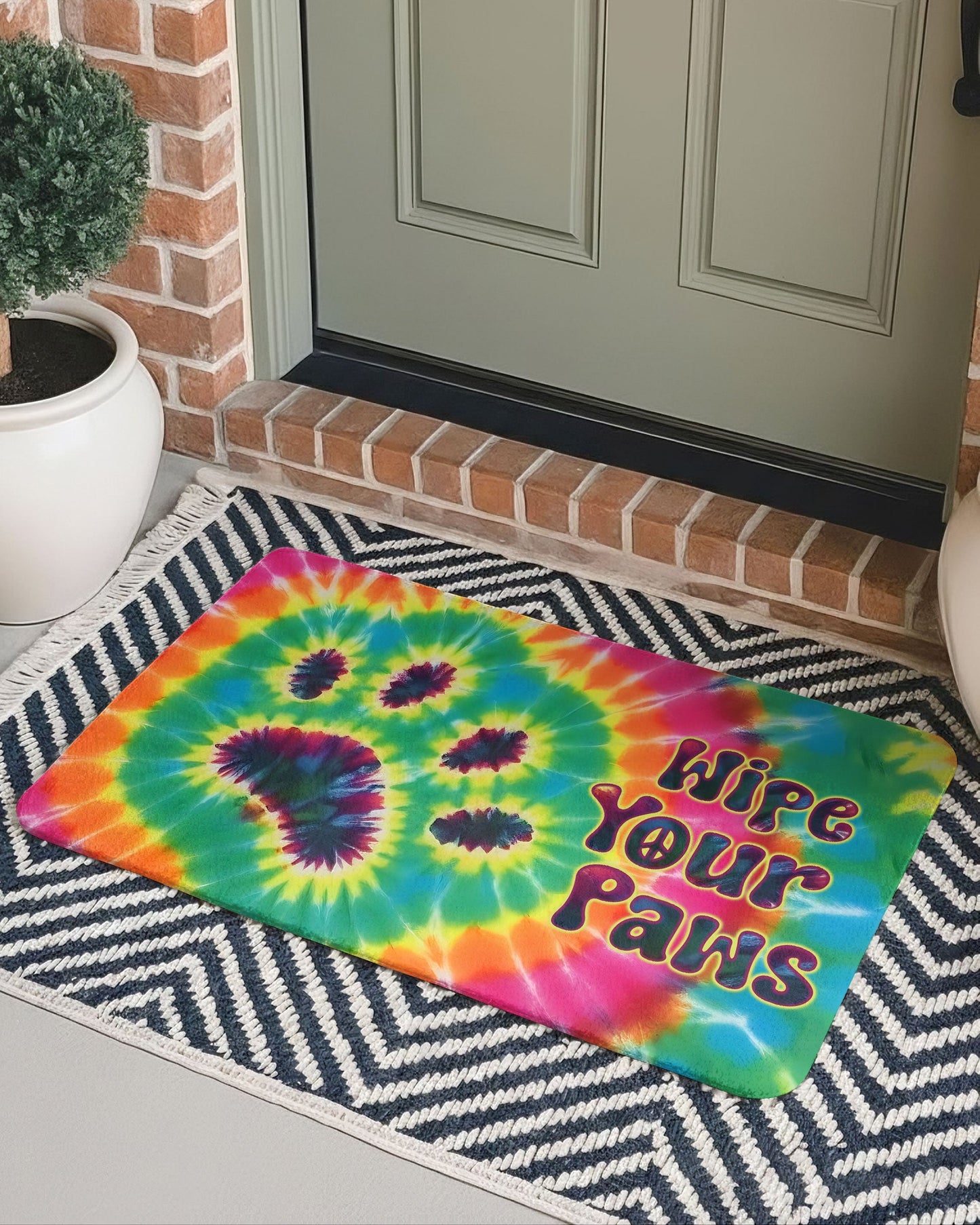 WIPE YOUR PAWS PAW PRINT SWIRL DOORMAT  - TLTW1401262