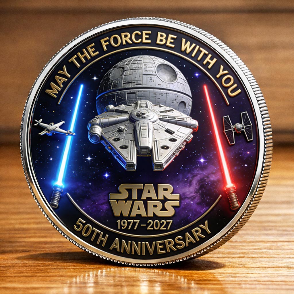 Star Wars 50th Anniversary Printed Commemorative Coin 1977–2027 – Limited Edition Collector’s Coin