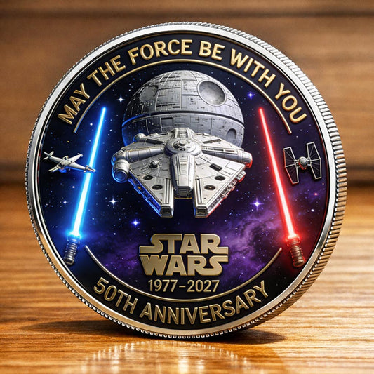 Star Wars 50th Anniversary Printed Commemorative Coin 1977–2027 – Limited Edition Collector’s Coin