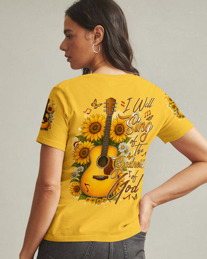 I Will Sing Of The Goodness Of God Guitar Sunflower Women's All Over Print Shirt - Tyqy2709251