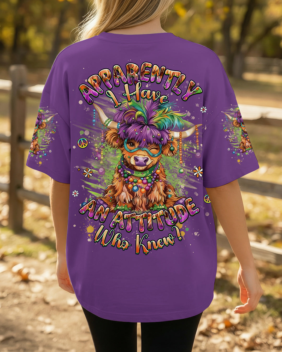 I HAVE AN ATTITUDE MARDI GRASS COW ALL OVER PRINT - YHHG0801262