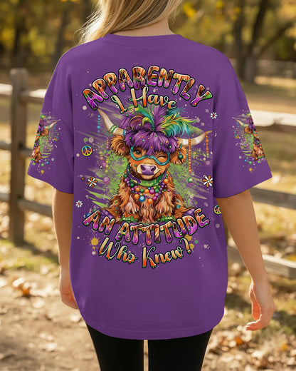 I HAVE AN ATTITUDE MARDI GRASS COW ALL OVER PRINT - YHHG0801262