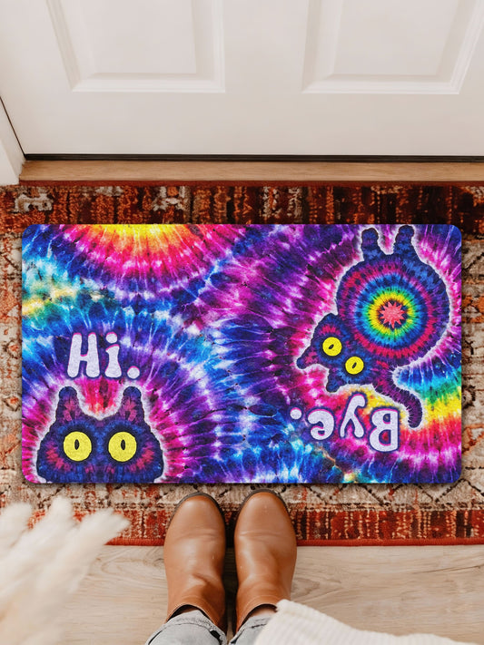 HI BYE FUNNY CAT COLOR SWIRL DOORMAT  - TLNO1401261