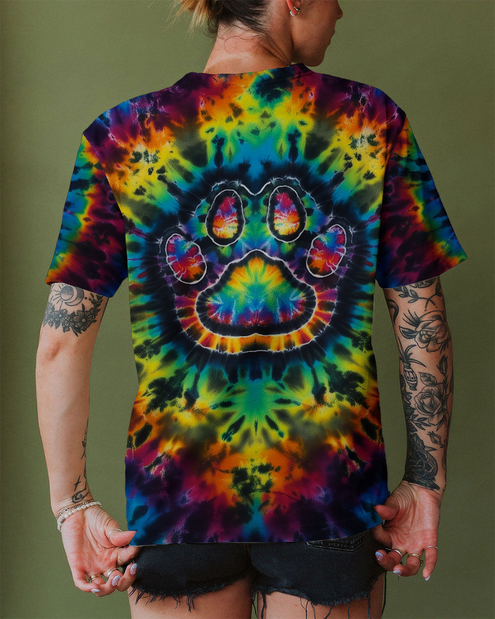 PAW PRINT VIBES TIE DYE ALL OVER PRINT - KMTM0511257
