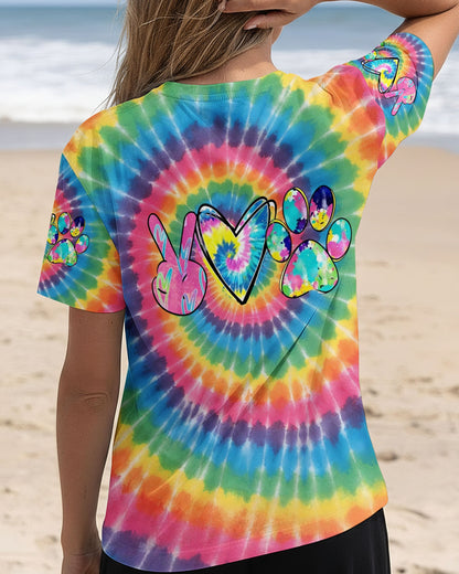 PEACE LOVE PAWS RAINBOW SWIRL ALL OVER PRINT - YHHG2612252