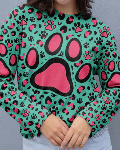 GROOVY PAW TEAL PINK ALL OVER PRINT - TY0601261