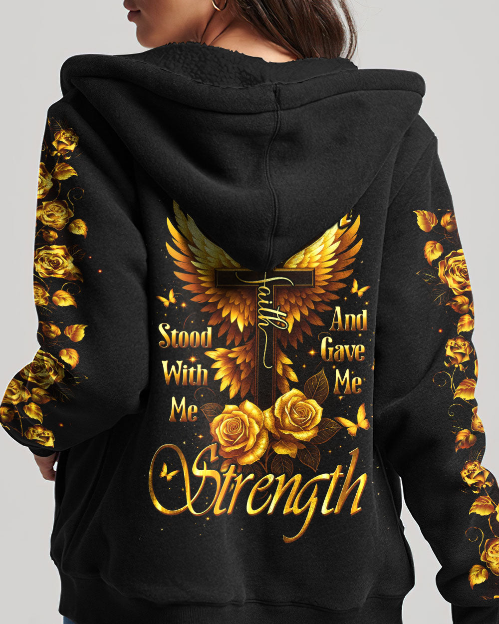 Lord Stood With Me Cross Golden Rose Women's All Over Print Shirt - Tltw2609251