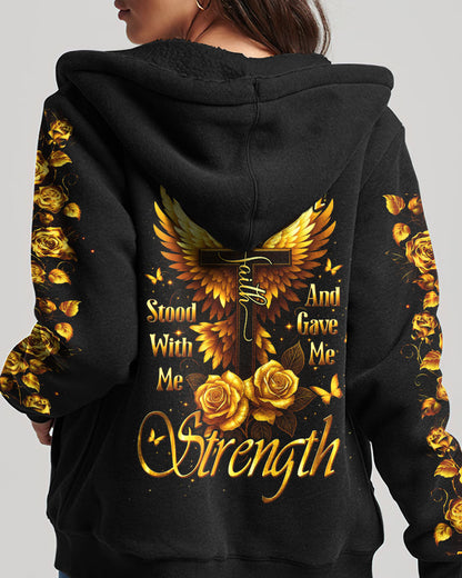 Lord Stood With Me Cross Golden Rose Women's All Over Print Shirt - Tltw2609251