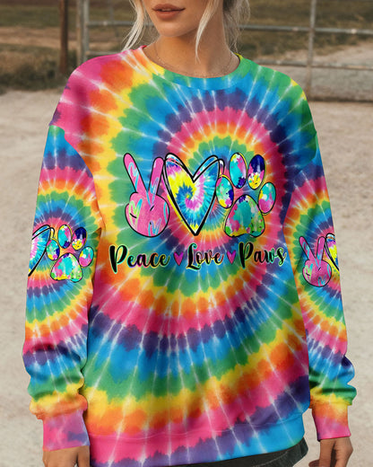 PEACE LOVE PAWS RAINBOW SWIRL ALL OVER PRINT - YHHG2612252