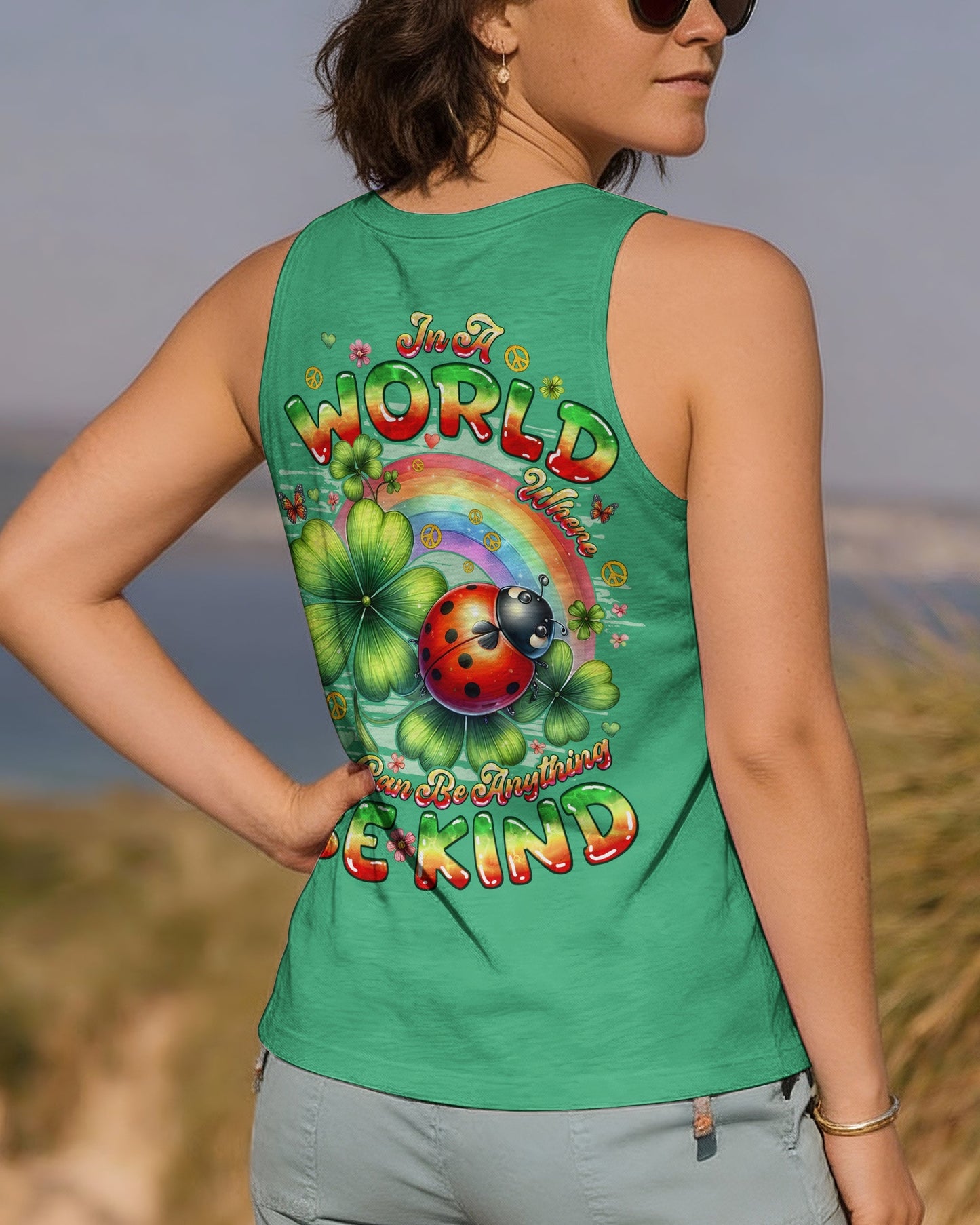 BE KIND LADYBUG SHAMROCK ALL OVER PRINT - TYQY1001261